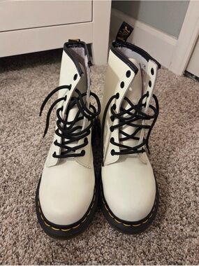 White Lace-Up Doc Martens